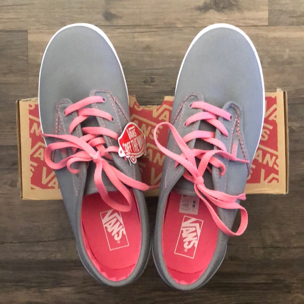 Vans Atwood Gray Pink Canvas Shoes size Missy 5